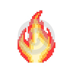Pixel fire. Bonfire or flame. 8-bit. Explosion or fire concept. Video game style. Vector illustration