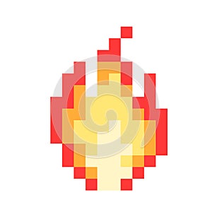 Pixel fire. Bonfire or flame. 8-bit. Explosion or fire concept. Video game style. Vector illustration