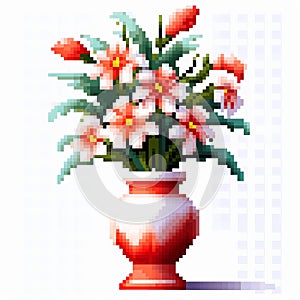 Pixel Flower Vase Icon: Nintencore Exotic Realism In Ps1 Graphics
