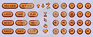 Pixel game button interface set