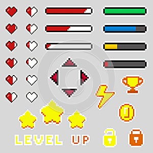Pixel game elements,