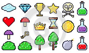 Pixel game elements
