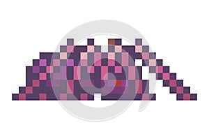 Pixel game style, isolated at white background violet spider with red eyes, danger for gamer photo
