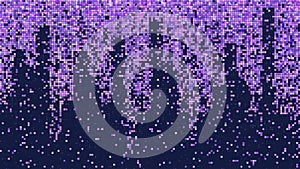 Pixel game texture pattern vector. Abstract ai data grid design with cube explosion effect. Future art for metaverse