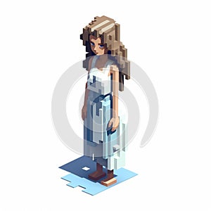 Pixel Girl In White Dress: A Villagecore-inspired Interactive Medieval Scene