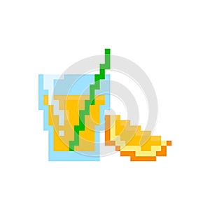 Pixel glass of orange juice