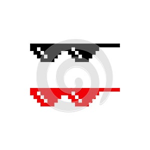 Pixel glasses icon set. Vector EPS 10. Isolated on white background
