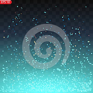 Pixel Gradient Background: Blue-Transparent Digital Texture with Diffused Points and Abstract Halftone Pixel Explosion