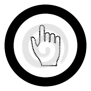 Pixel hand black icon in circle vector illustration