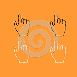 Pixel hand black and white icon .