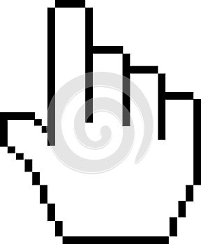 Pixel Hand Cursor, Mouse pixel Hand cursor, Cursor pointer icon, Pixelated hand Cursor