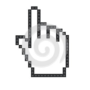 pixel hand icon on white background. hand cursor icon flat style. pixel hand sign. hand click icon.