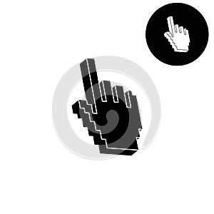 Pixel hand - white vector icon