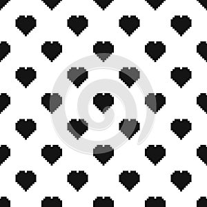 Pixel heart pattern seamless vector