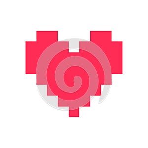 Pixel heart red 8 bit for poster pattern, print, design, elements