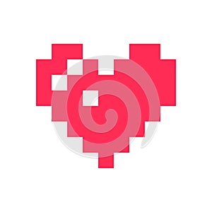 Pixel heart red 8 bit for poster pattern, print, design, elements