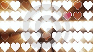 Pixel hearts light wall blinking seamless loop animation background new dynamic holiday retro joyful colorful vintage