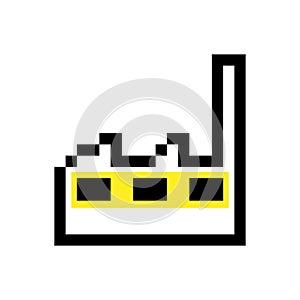 Pixel heat power station icon illustration vector. Retro game design.