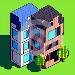 Pixel House, Generative AI Illustration