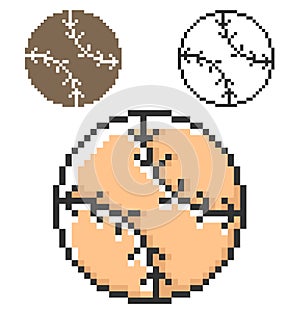 Pixel icon of baseball in three variants