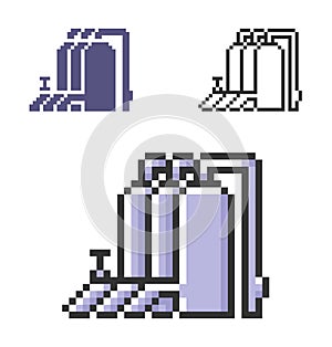 Pixel icon of gas-distribution station in three variants