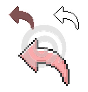 Pixel icon of left curved arrow