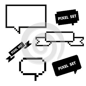 Pixel icon set with speech bubble
