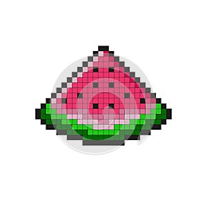 Pixel icon of watermelon. Mosaic. Simple flat vector illustration on a white background