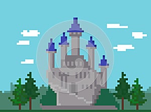 Pixel Landscape With Castle