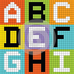 Pixel Letters Set 1: ABC DEF GHI