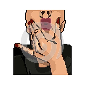 Pixel lips icon. Girls face with full lips.