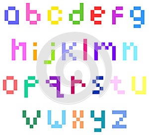 Pixel lower case alphabet