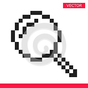 Pixel magnifier icon sign cursor vector illustration flat style design isolated on white background.