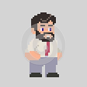 Pixel man character in art style