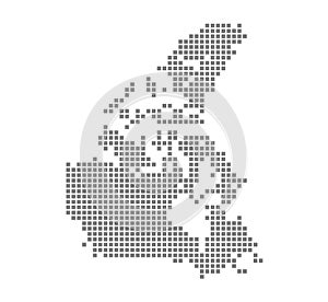 Pixel map of Canada. Vector dotted map of Canada isolated on white background. Abstract computer graphic of Canada map.