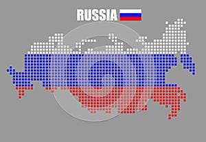 Pixel map of Russia with the flag inside