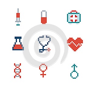 Pixel medical icons