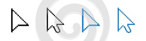 Pixel mouse cursor icon. Vector pixels computer arrow set