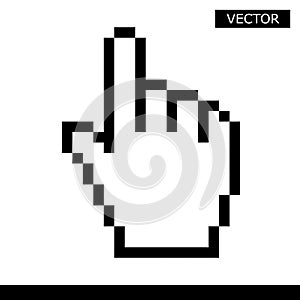 Pixel mouse hand cursor icon vector illustration.