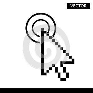 Pixel mouse hand cursor icon vector illustration