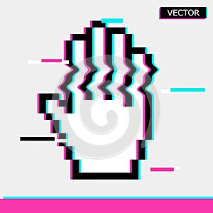 Pixel mouse hand cursor icon vector illustration