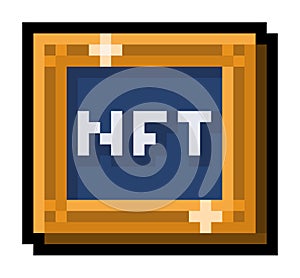 Pixel NFT in art frame - vector, isolated