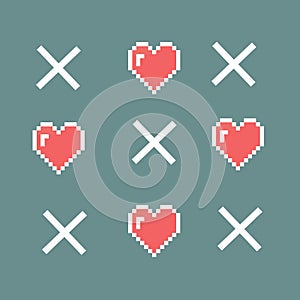 Pixel objects for games icons set. Social Networking Speech Bubbles: Smiley, Love