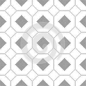 Seamless Black and White Circle Dots Abstract Geometric Pattern.