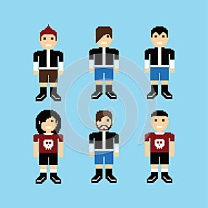 Pixel people avatar set