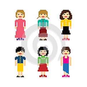 Pixel people avatar set