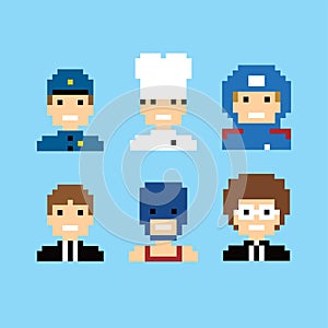 Pixel people avatar set