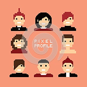 Pixel people avatar set