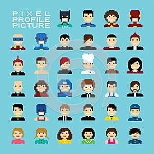 Pixel people avatar set