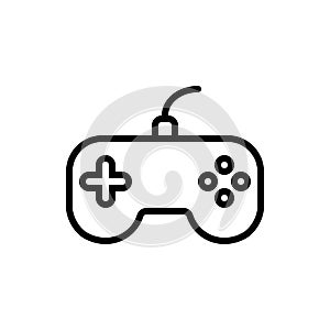 Pixel perfect black thin line icon of a game controller. Editable stroke vector 64x64 pixels. Scale 5000% preview. Videogame